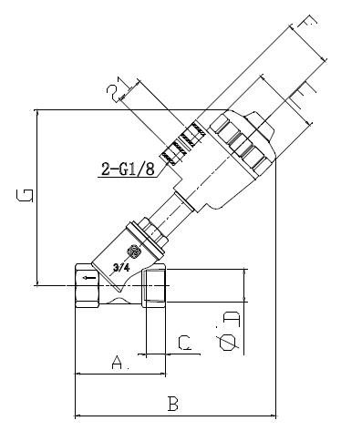 ZF-20角座阀外形尺寸